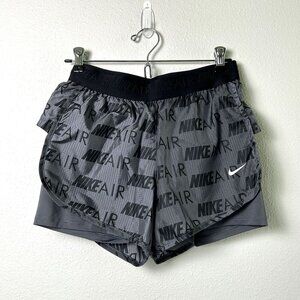 Nike Air Running Shorts Womens Size S Grey Black Logo CT7366-021